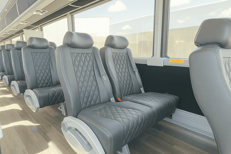 interior of Yonkers Minibus Company charter bus