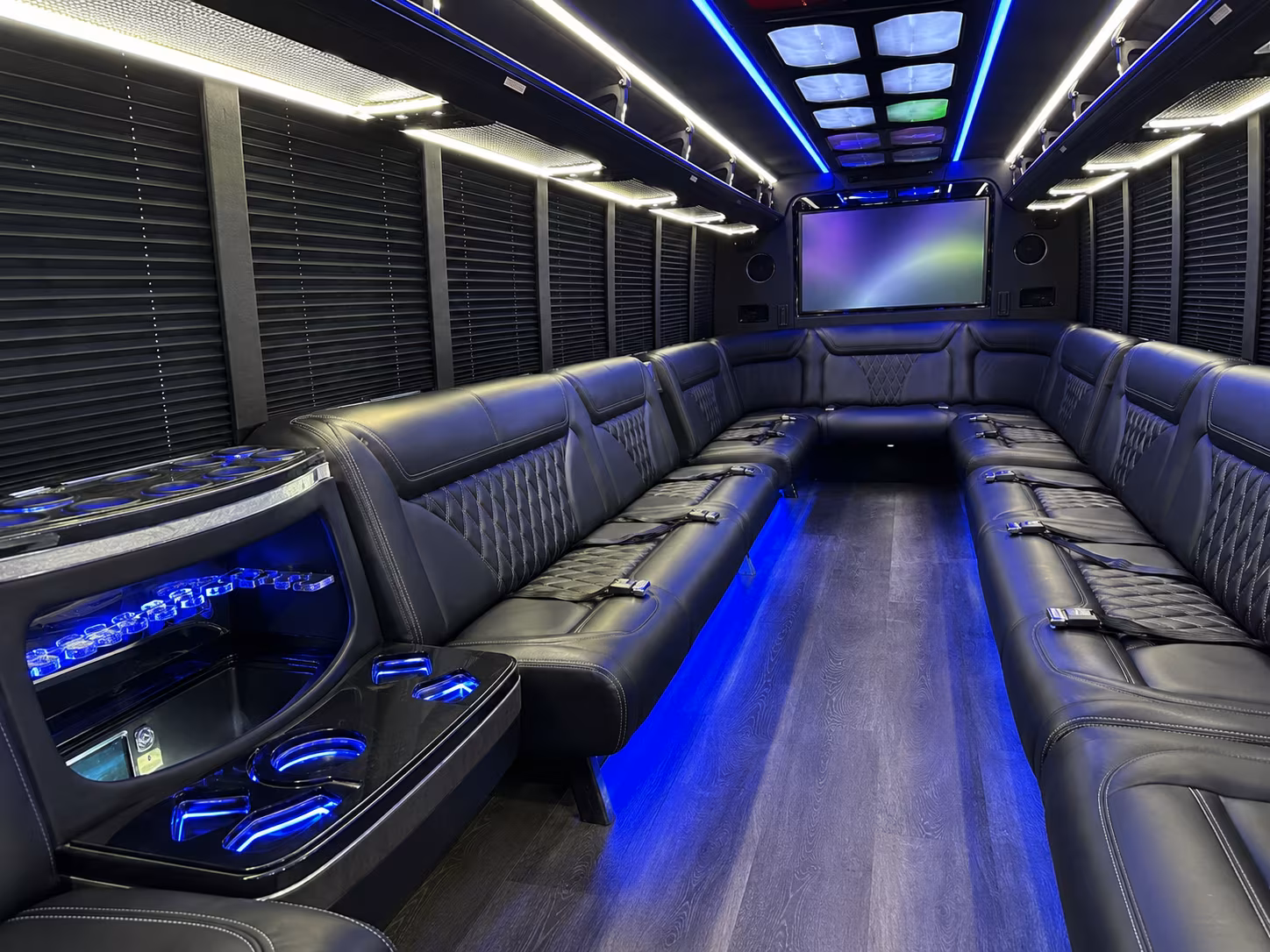 yonkers 20 passenger party bus inside